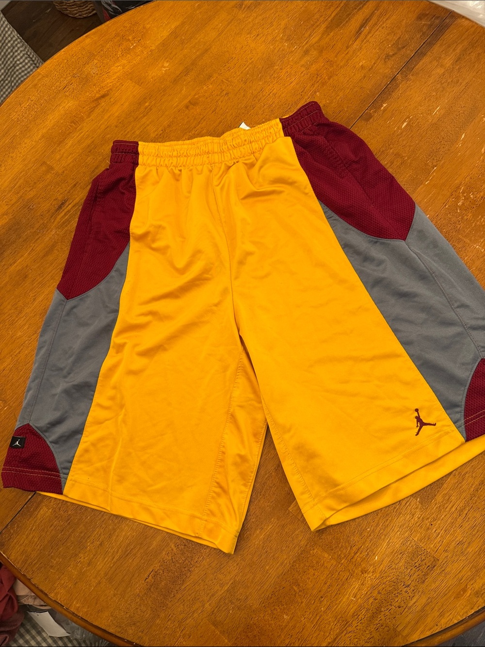 Jordan Yellow, Maroon & Gray Athletic Shorts Men xl